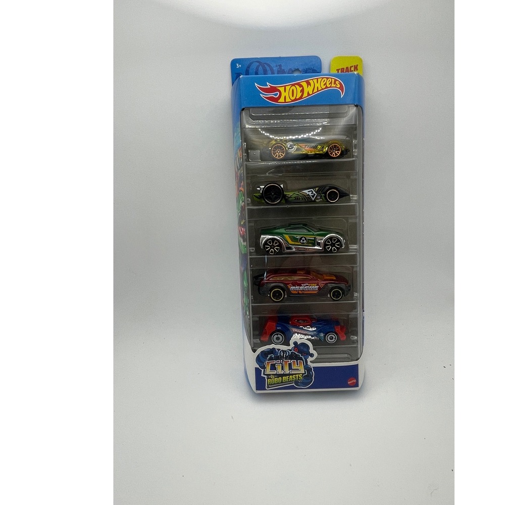 Hot Wheels City Robo Beasts 5-Pack Diecast Cars 1:64 Scale Toy Car Set NEW